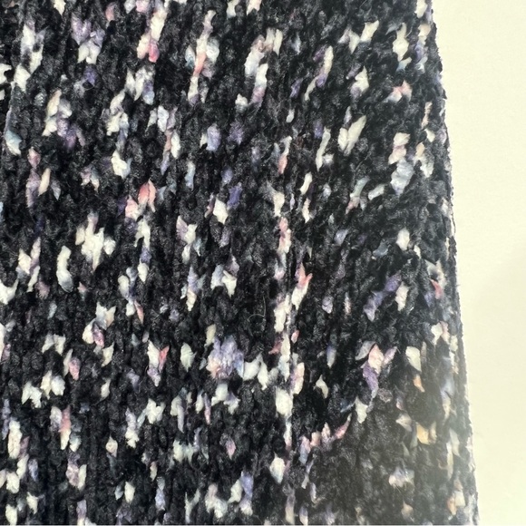 Mia & Tess chenille navy open front cardigan marled white, blue flecks Sz S - Picture 6 of 9